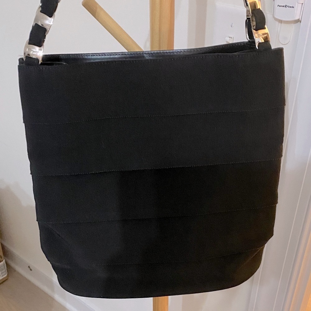 Salvatore Ferragamo Black Shoulder Bag with Silver Hardware